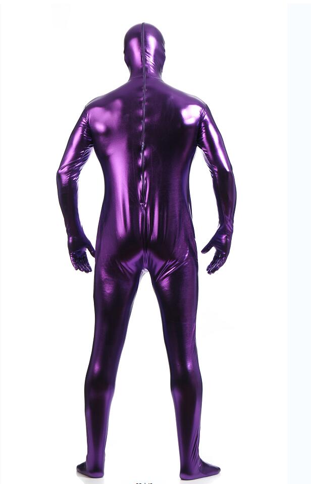 Unisex Metallic Spandex Zentai Catsuit Sexy Full Body Wet Look Costume Party Bodysuit Unitard S3xl - 19