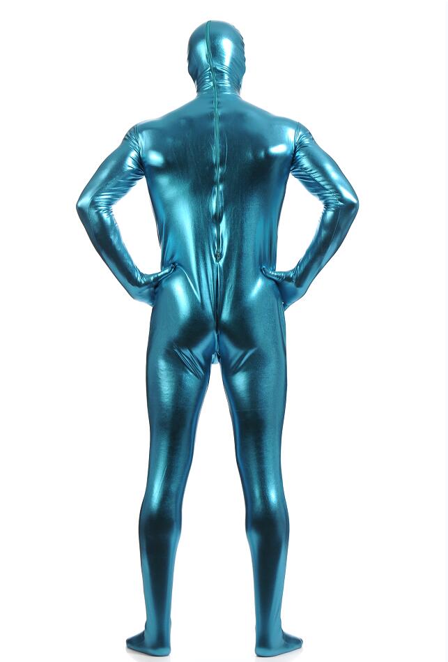 Unisex Metallic Spandex Zentai Catsuit Sexy Full Body Wet Look Costume Party Bodysuit Unitard S3xl - 11