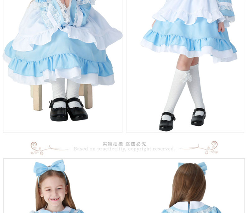 Umorden Deluxe Alice In Wonderland Cosplay Costume Teen And Womens Blue Lolita Maid Dress For Halloween - 12