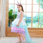 Year Dresses Sequin Dress Unicorn Party Girl With Tail Kids Princess Colorful Birthday Children's - 2