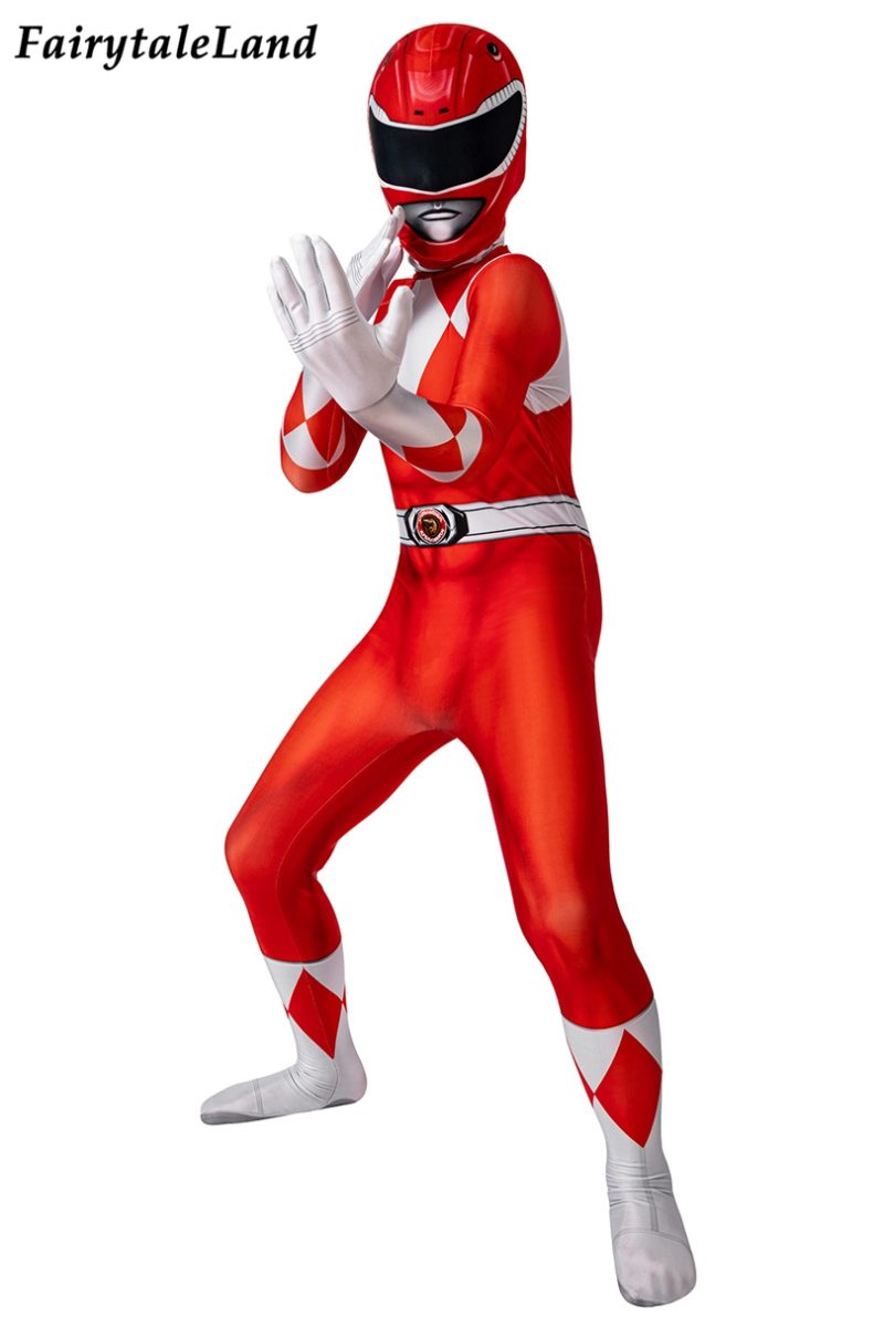 Kids Red Ranger 3d Printed Jumpsuit Helmet Children Halloween Superhero ...