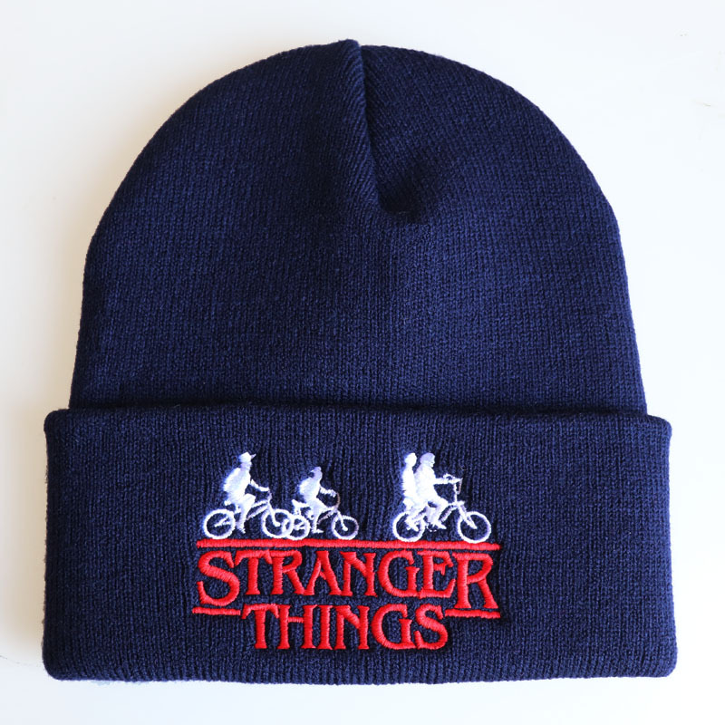 Stranger Things Friends Dont Lie Embroidered Beanie Cosplay Winter Knitted Hiphop Hat Solid Warm Bonnet - 5