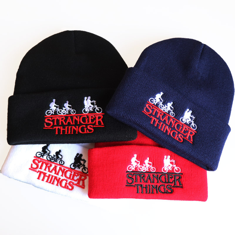 Stranger Things Friends Dont Lie Embroidered Beanie Cosplay Winter Knitted Hiphop Hat Solid Warm Bonnet - 1