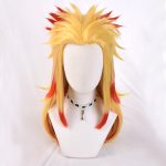 Anime Demon Slayer Rengoku Kyoujurou Blonde Ombre Wig Cosplay Costume Men Women Heat Resistant Hair Wigs & Cap - 2