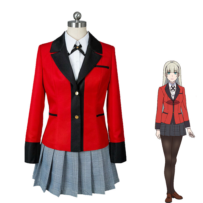 Kakegurui Anime Cosplay Costume Yumeko Jabami High School Uniform Womens Clothing Suits Girls Wigs - 15