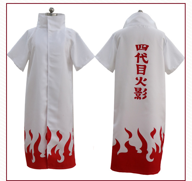 Unisex Naruto Shippuden Cosplay Cloak 4th 6th Hokage Namikaze Minato White Robe Costume Uniform - 10