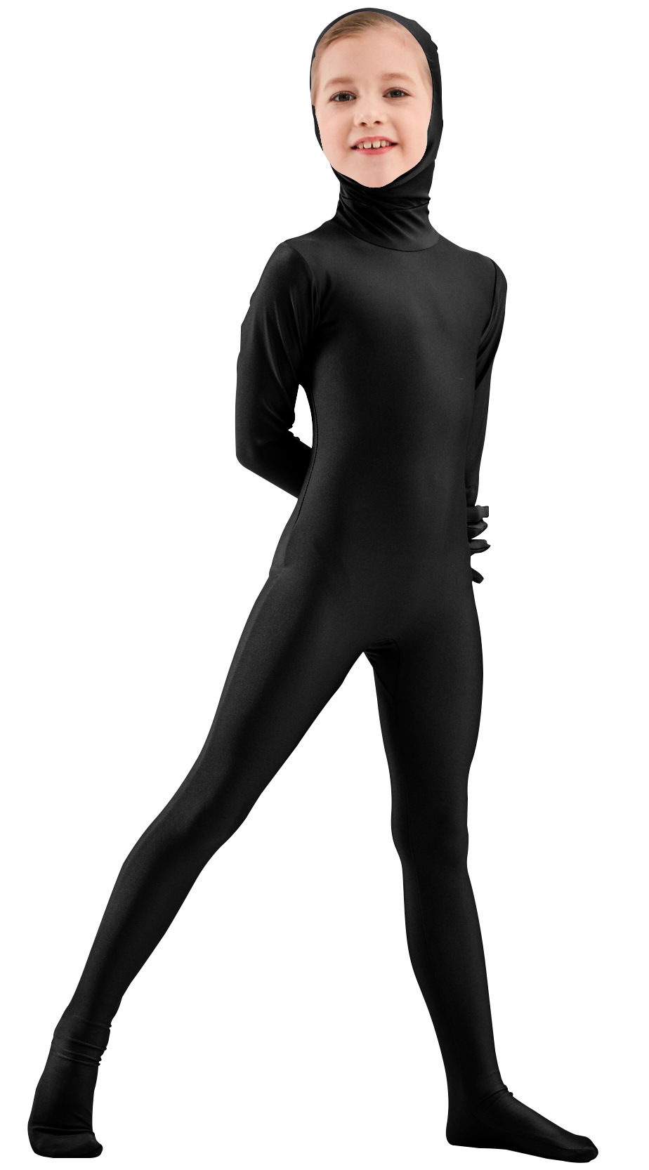 Kids Full Body Spandex Zentai Suit Black Onepiece Tight Cosplay Costume For Boys Girls Halloween - 4