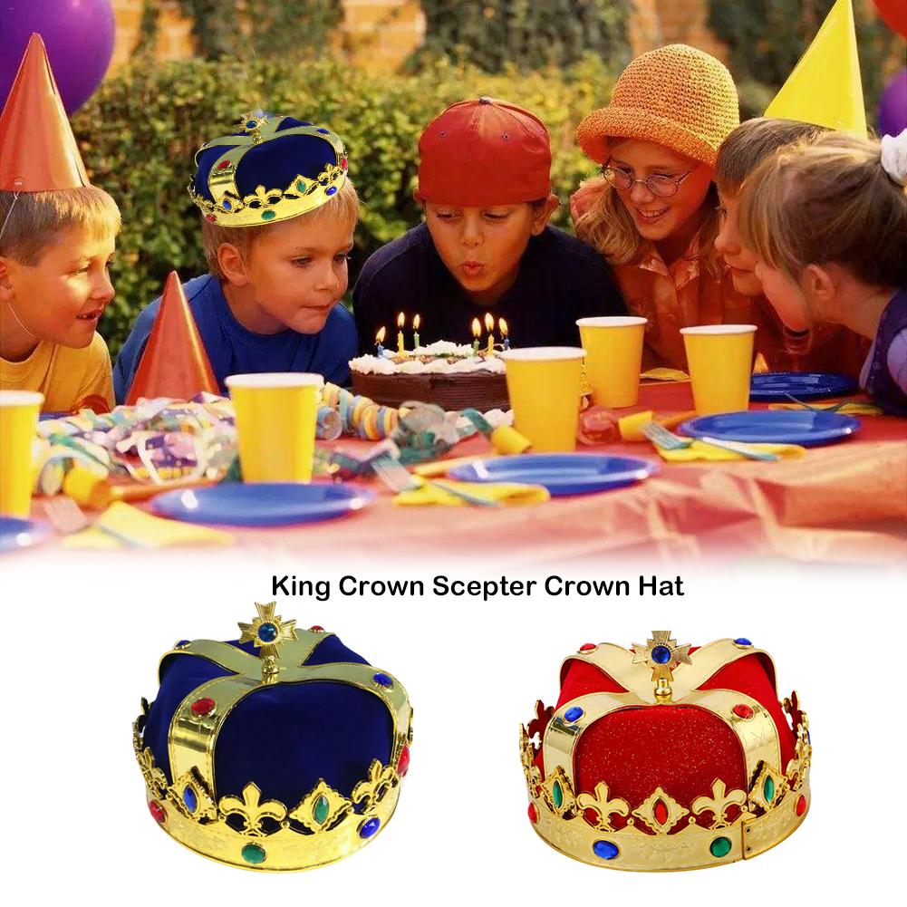 King Crown Scepter Hat Halloween Stage Masquerade Decoration Cosplay Emperor Child Adult Party - 2