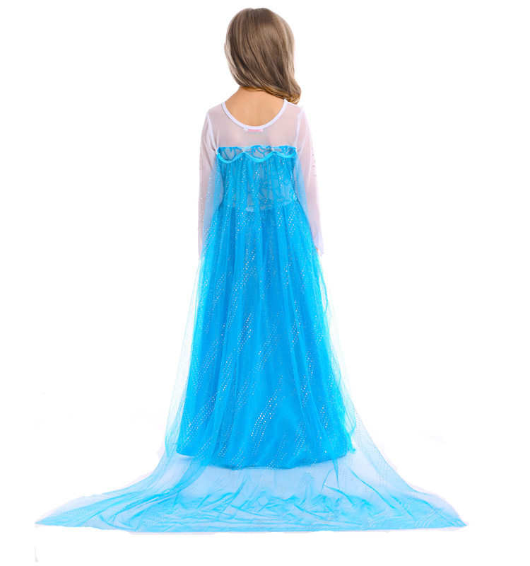 Girls Elsa And Anna Snow Queen Print Cosplay Dress Princess Kids Party Costume Clothing - 9