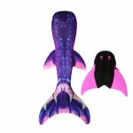 Fancy Little Mermaid Tails With Monofin Swimwear Kids Dress Swimmable Suit Costume - 3