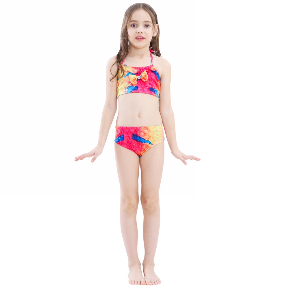 Kids Swimmable Mermaid Tails 4piece Set Girls Swimming Costumes With Monofin Childrens Cosplay Swimwear - 44