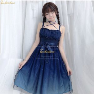 Dress Adult Hanfu Women Chiffon Sling Starry Sky Gradient Jsk Lolita Lace Girls Sweet Costume