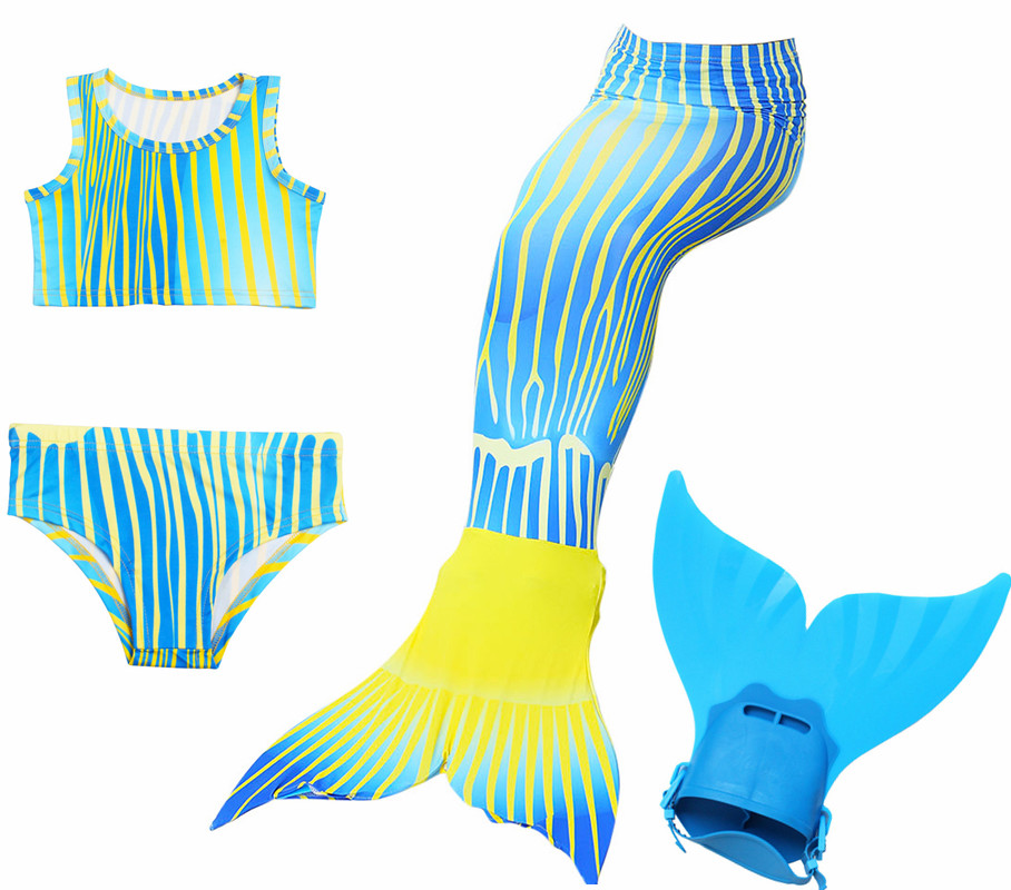 Girls Rainbow Mermaid Tail With Monofin Kids Swimmable Costume Swimwear For Swimming And Xmas Gift - 5