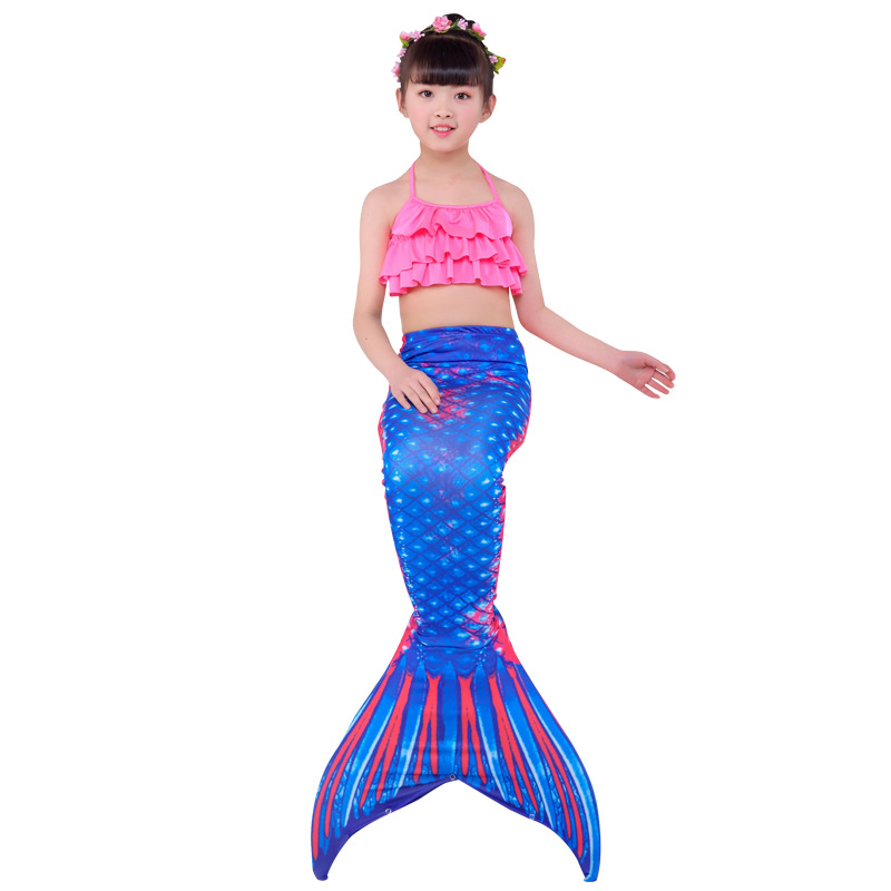 Girls 3pcs Mermaid Tail Bikini Swimsuit Kids Ariel Inspired Cosplay Costume Fancy Swimming Suit - 13