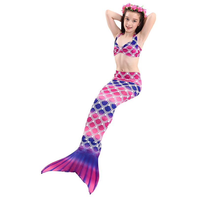 Ariel Little Mermaid Kids Swimmable Monofin Swimsuit Girls Cosplay Swimming Costume With Tail - 14