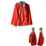 Red Boy Girl King Children Cosplay Cloak Cape Prince Crown Party Halloween Costume Kids Christmas - 2