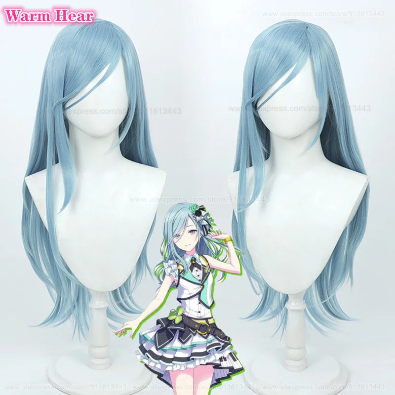 Project Sekai Hinomori Shizuku Long 80cm Anime Cosplay Wig Heat Resistant Sea Blue - 6