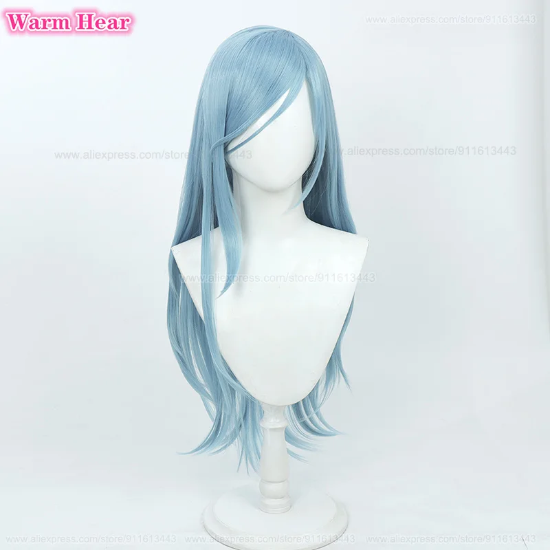 Project Sekai Hinomori Shizuku Long 80cm Anime Cosplay Wig Heat Resistant Sea Blue - 2