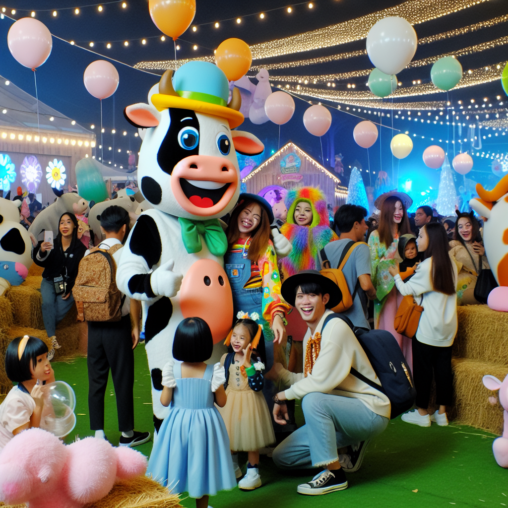 Highlighting the Fun Cartoon Style Dairy Cow Outfit for Themed Events  